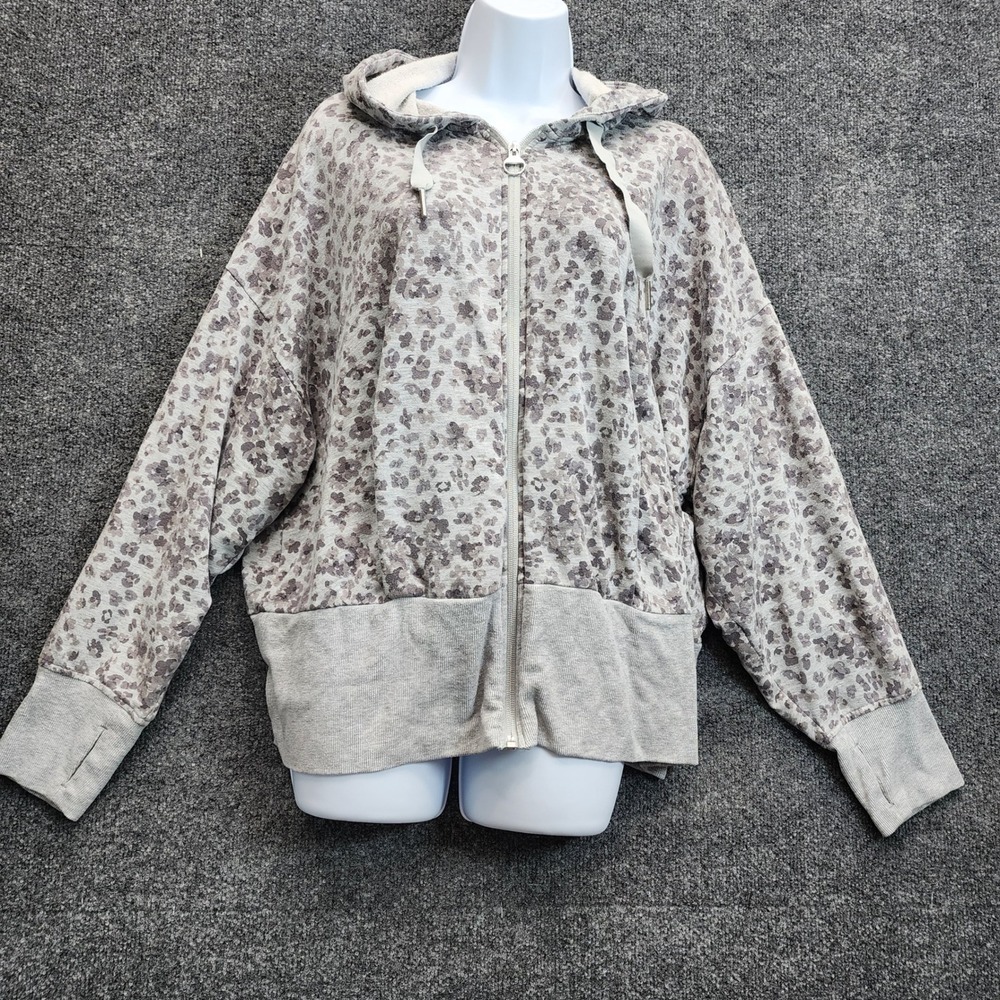 Athleta Leopard Print Women's 1X Full Zip Hoodie Tencel Athleisure Active Lounge